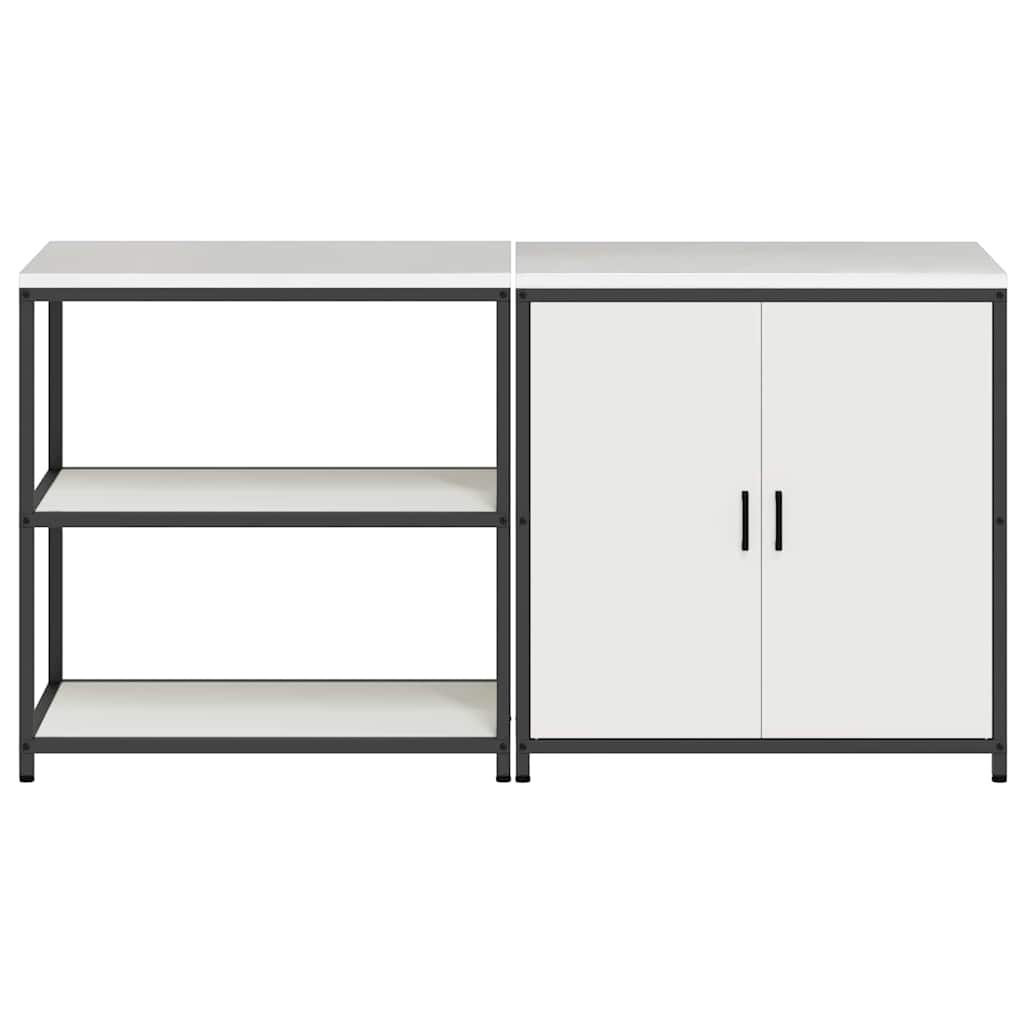 vidaXL Kitchen Storage Set with Shelf 2 pcs White Cold-rolled Steel