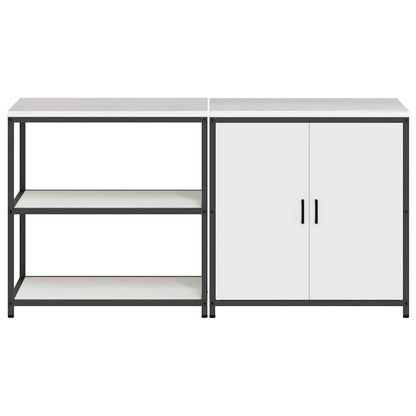 vidaXL Kitchen Storage Set with Shelf 2 pcs White Cold-rolled Steel