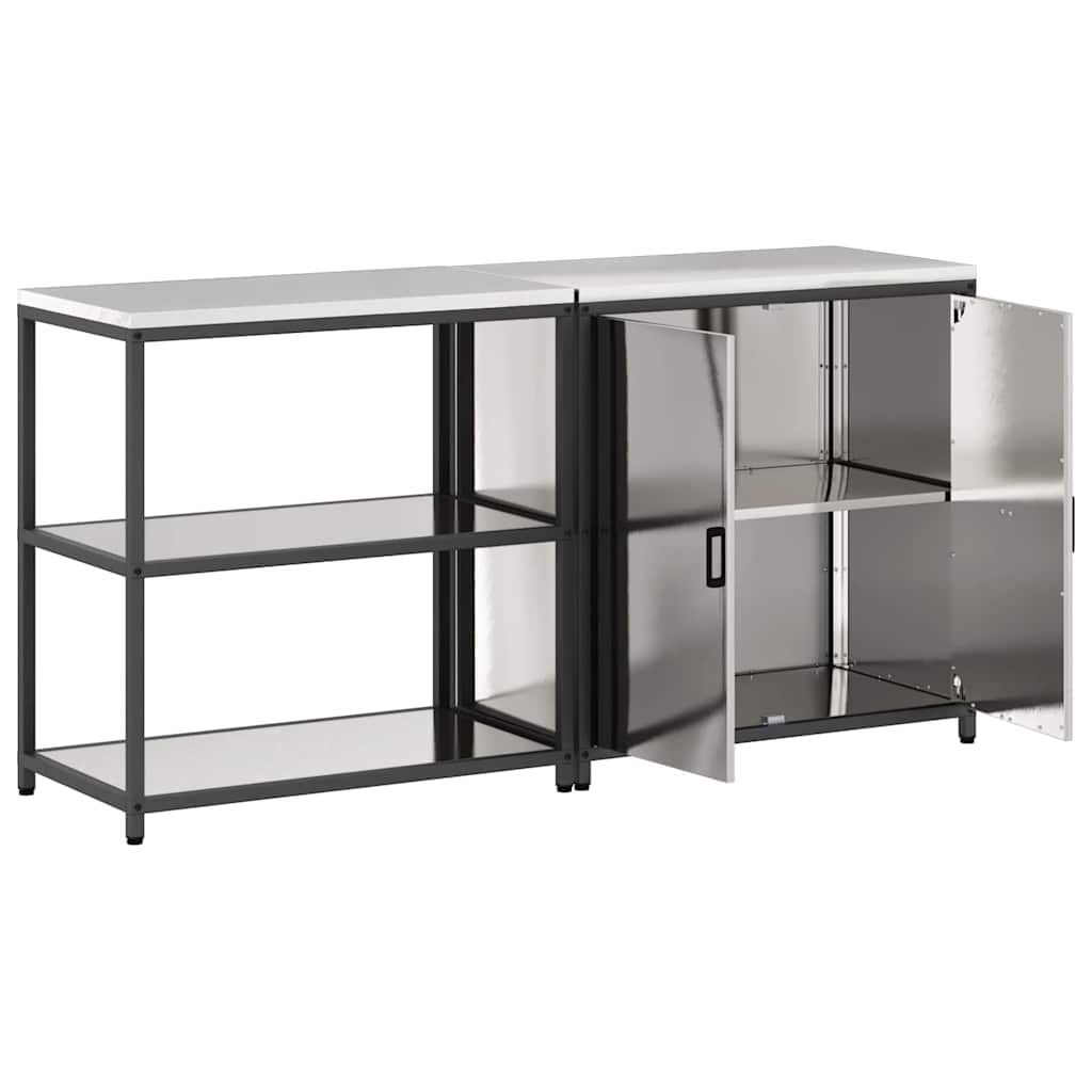 vidaXL Kitchen Storage Set HATTEM 2 pcs Silver Stainless Steel