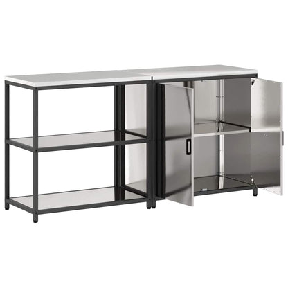 vidaXL Kitchen Storage Set HATTEM 2 pcs Silver Stainless Steel