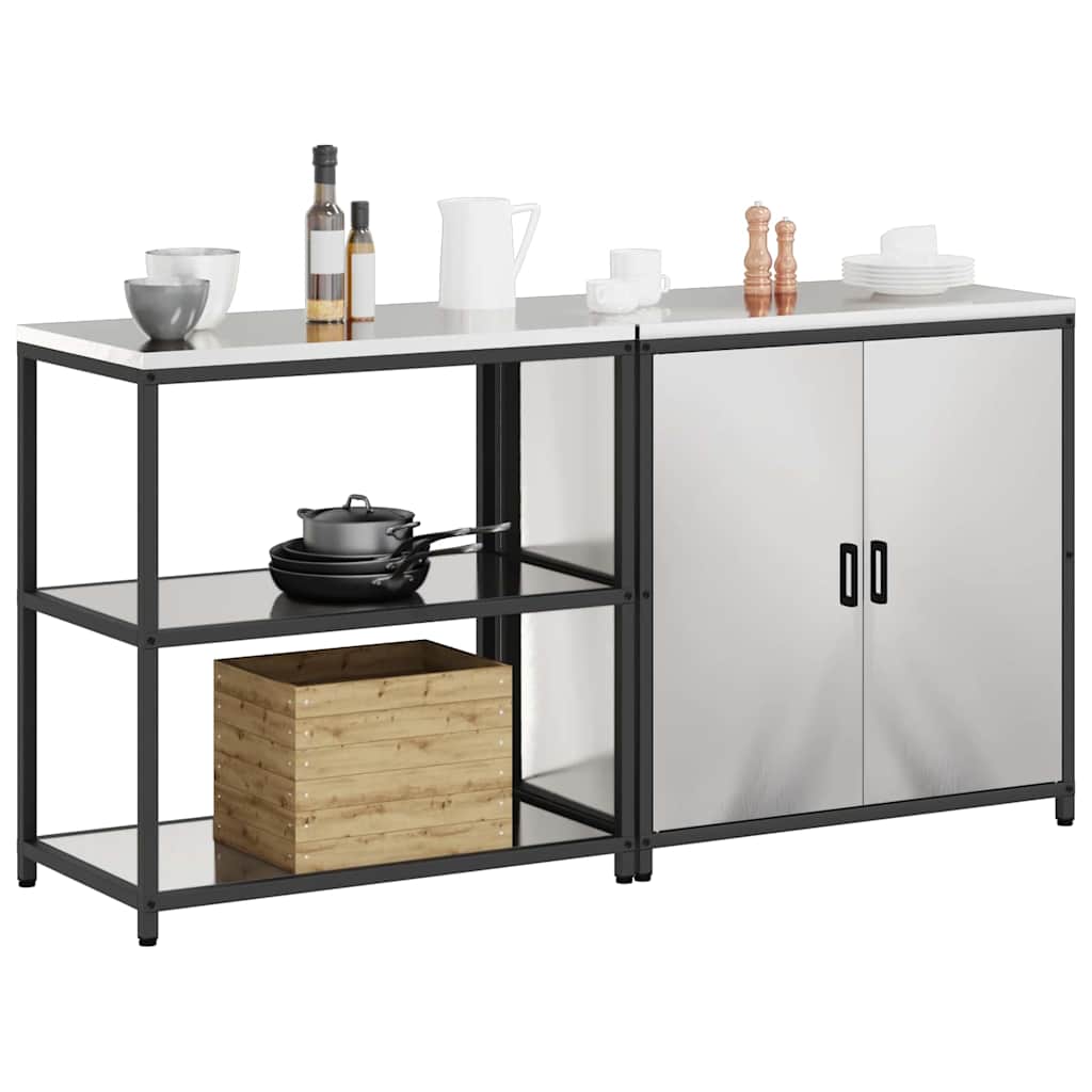 vidaXL Kitchen Storage Set HATTEM 2 pcs Silver Stainless Steel