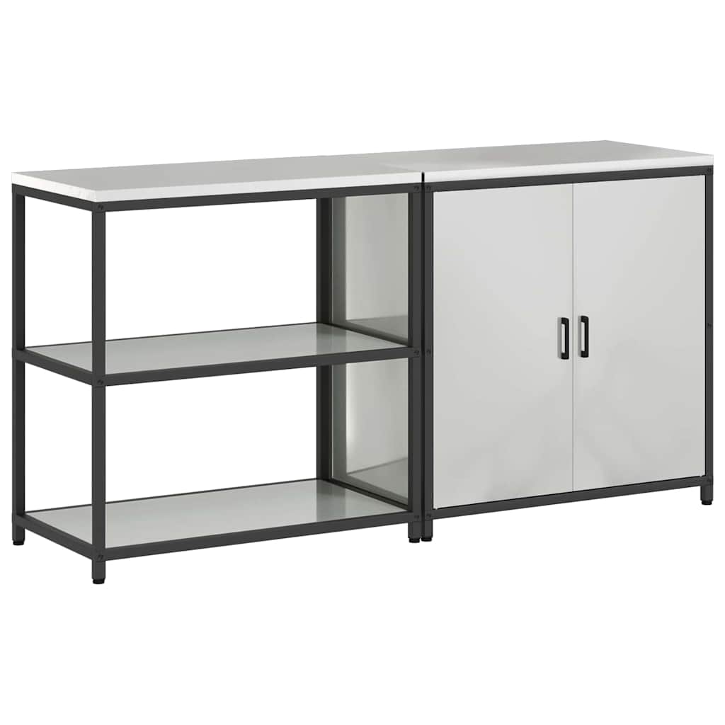 vidaXL Kitchen Storage Set HATTEM 2 pcs Silver Galvanised Steel