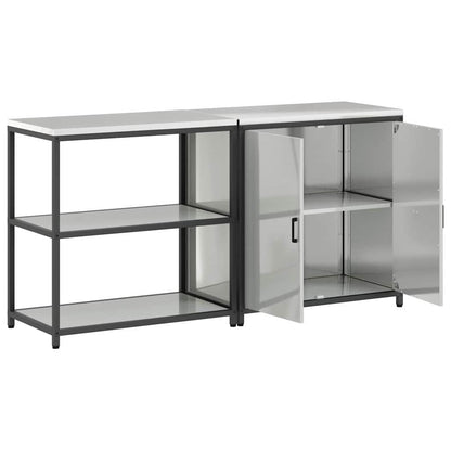 vidaXL Kitchen Storage Set HATTEM 2 pcs Silver Galvanised Steel