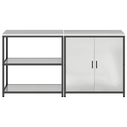 vidaXL Kitchen Storage Set HATTEM 2 pcs Silver Galvanised Steel