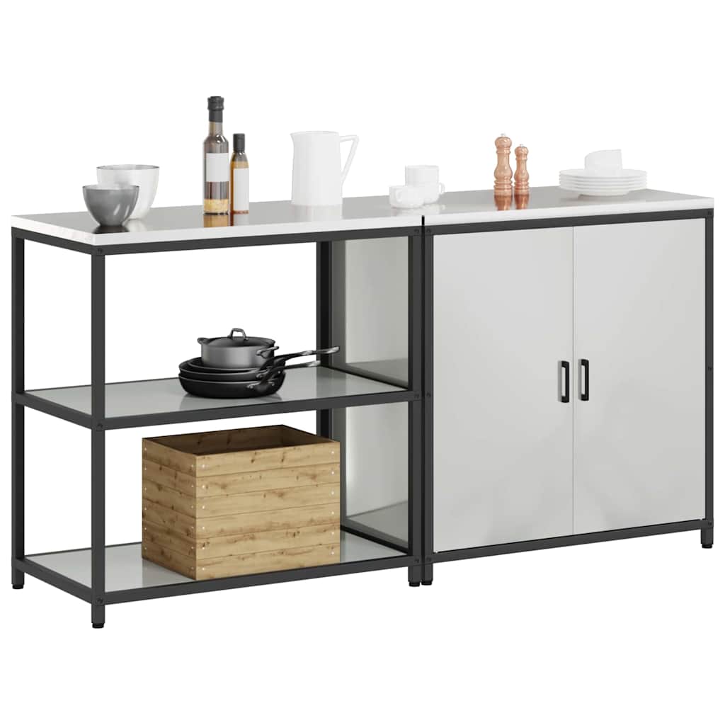 vidaXL Kitchen Storage Set HATTEM 2 pcs Silver Galvanised Steel