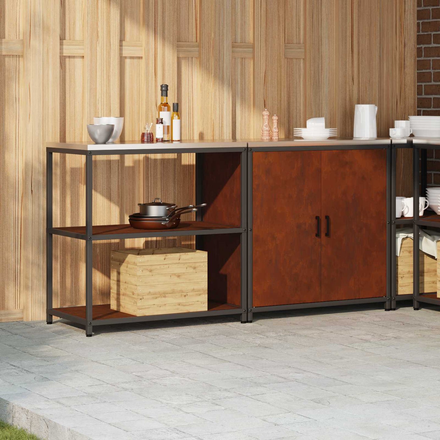 vidaXL Kitchen Storage Set HATTEM 2 pcs Rusty Steel