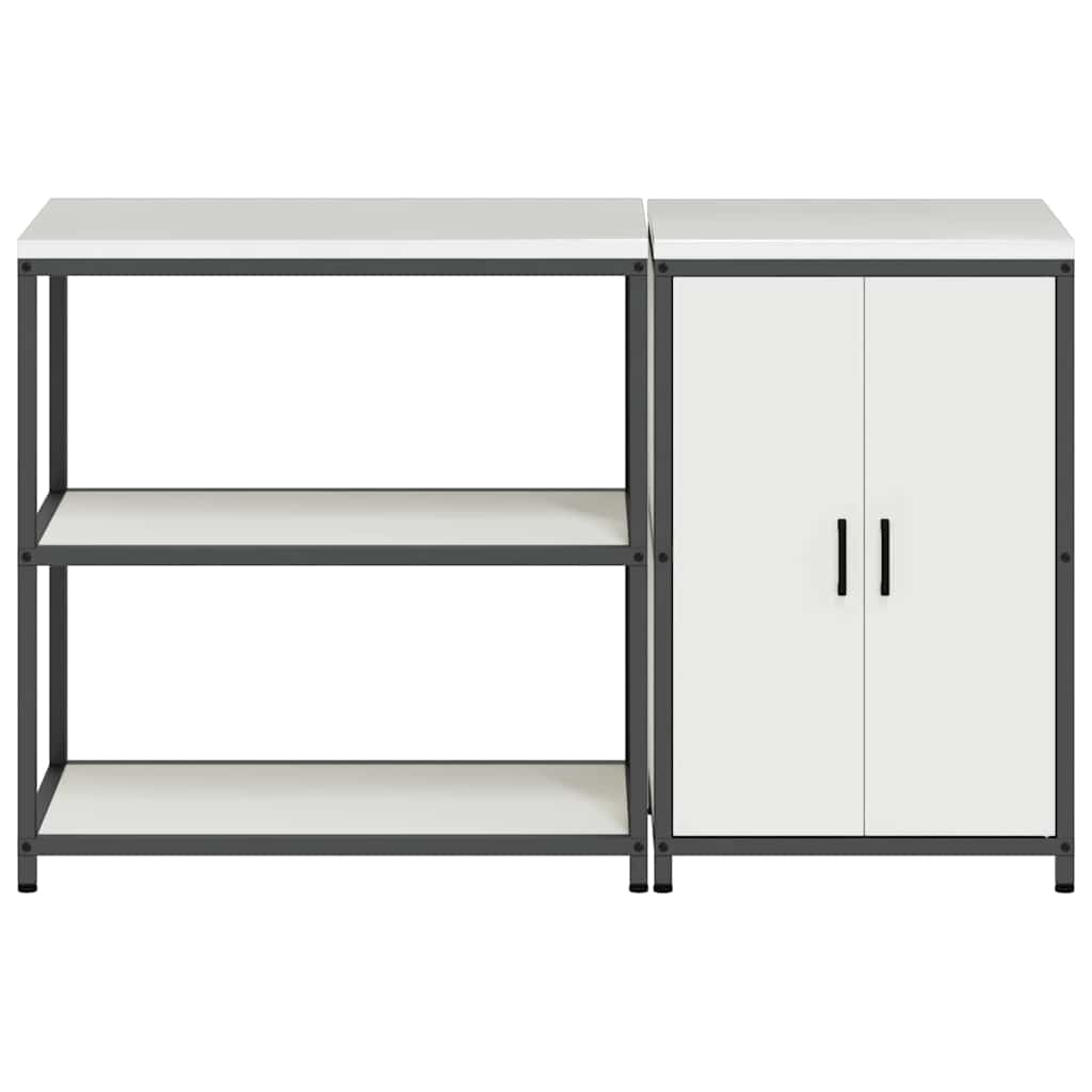 vidaXL Kitchen Storage Set HATTEM 2 pcs White Cold-rolled Steel