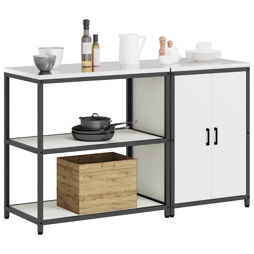 vidaXL Kitchen Storage Set HATTEM 2 pcs White Cold-rolled Steel