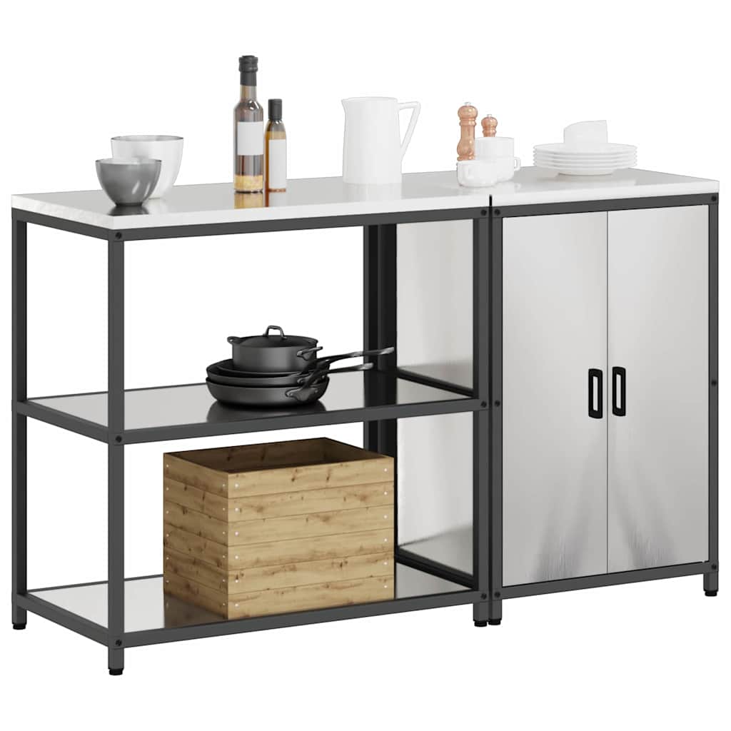 vidaXL Kitchen Storage Set HATTEM 2 pcs Silver Stainless Steel