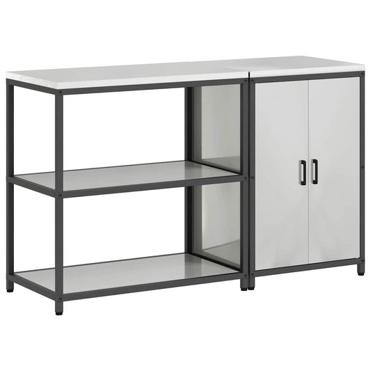 vidaXL Kitchen Storage Set HATTEM 2 pcs Silver Galvanised Steel