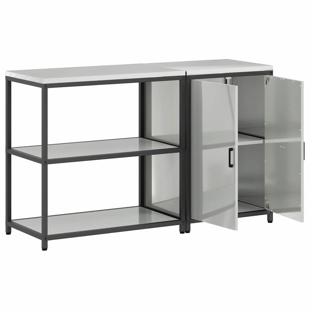 vidaXL Kitchen Storage Set HATTEM 2 pcs Silver Galvanised Steel