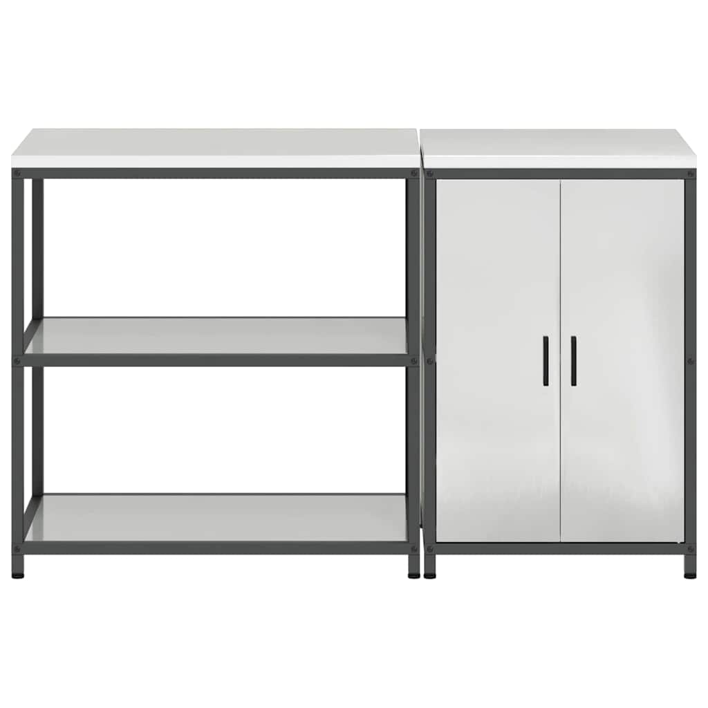vidaXL Kitchen Storage Set HATTEM 2 pcs Silver Galvanised Steel
