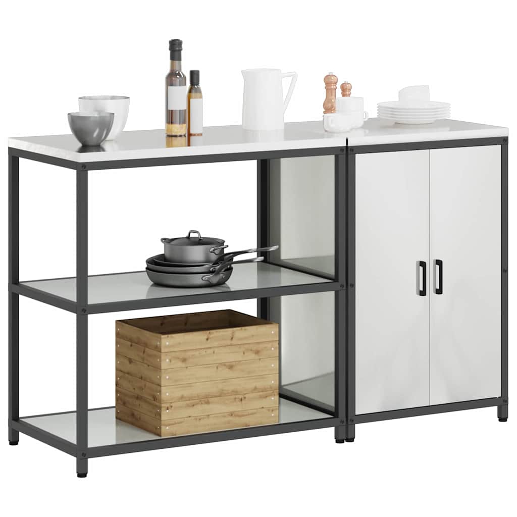 vidaXL Kitchen Storage Set HATTEM 2 pcs Silver Galvanised Steel