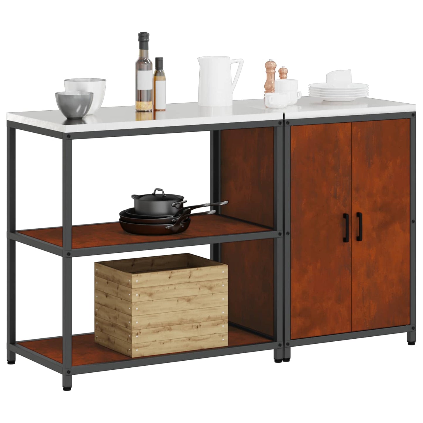 vidaXL Kitchen Storage Set HATTEM 2 pcs Rusty Steel