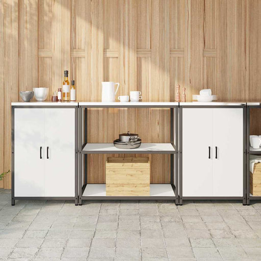 vidaXL Kitchen Storage Set HATTEM 3 pcs White Cold-rolled Steel