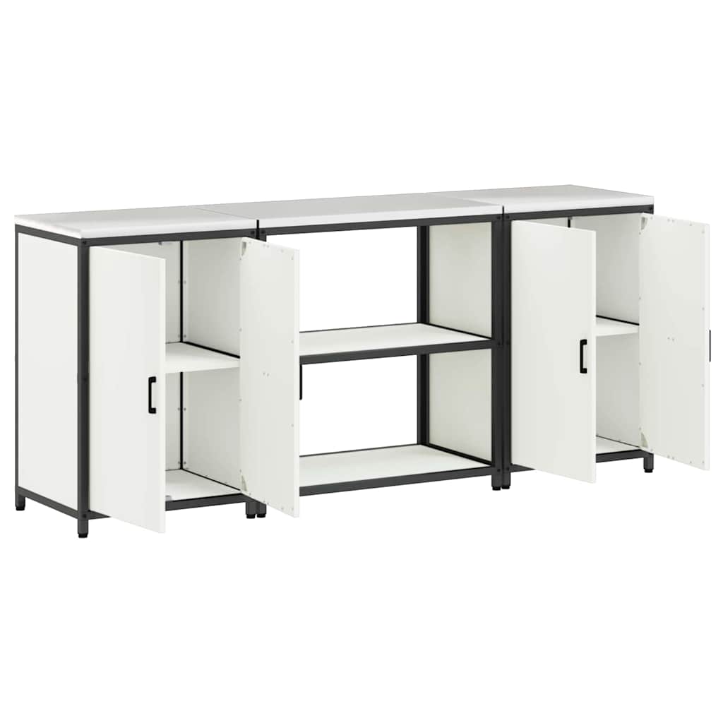 vidaXL Kitchen Storage Set HATTEM 3 pcs White Cold-rolled Steel
