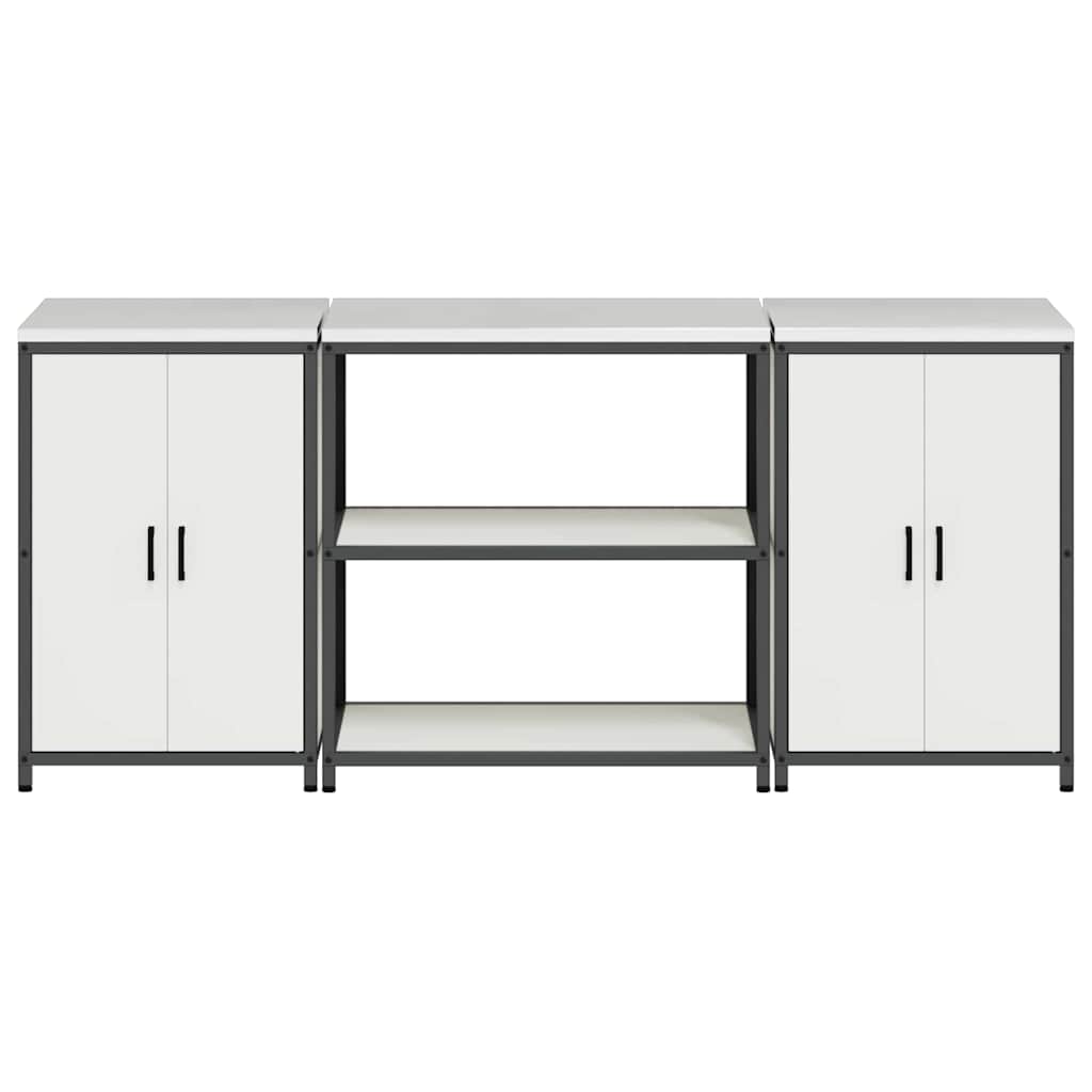 vidaXL Kitchen Storage Set HATTEM 3 pcs White Cold-rolled Steel