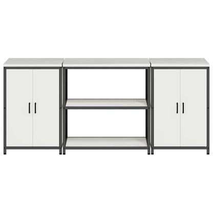 vidaXL Kitchen Storage Set HATTEM 3 pcs White Cold-rolled Steel