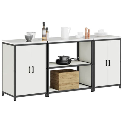 vidaXL Kitchen Storage Set HATTEM 3 pcs White Cold-rolled Steel
