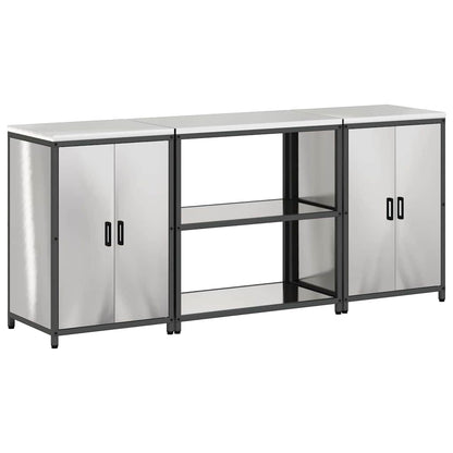 vidaXL Kitchen Storage Set HATTEM 3 pcs Silver Stainless Steel