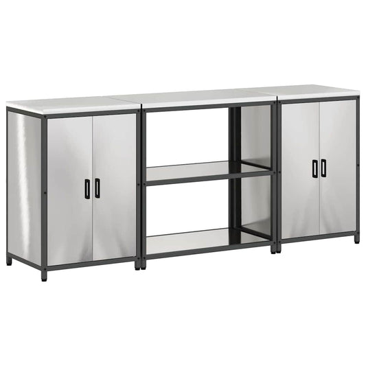 vidaXL Kitchen Storage Set HATTEM 3 pcs Silver Stainless Steel