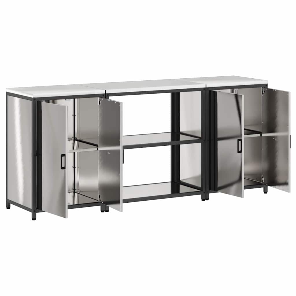vidaXL Kitchen Storage Set HATTEM 3 pcs Silver Stainless Steel