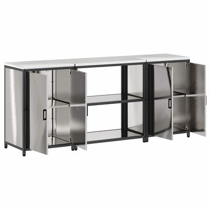 vidaXL Kitchen Storage Set HATTEM 3 pcs Silver Stainless Steel