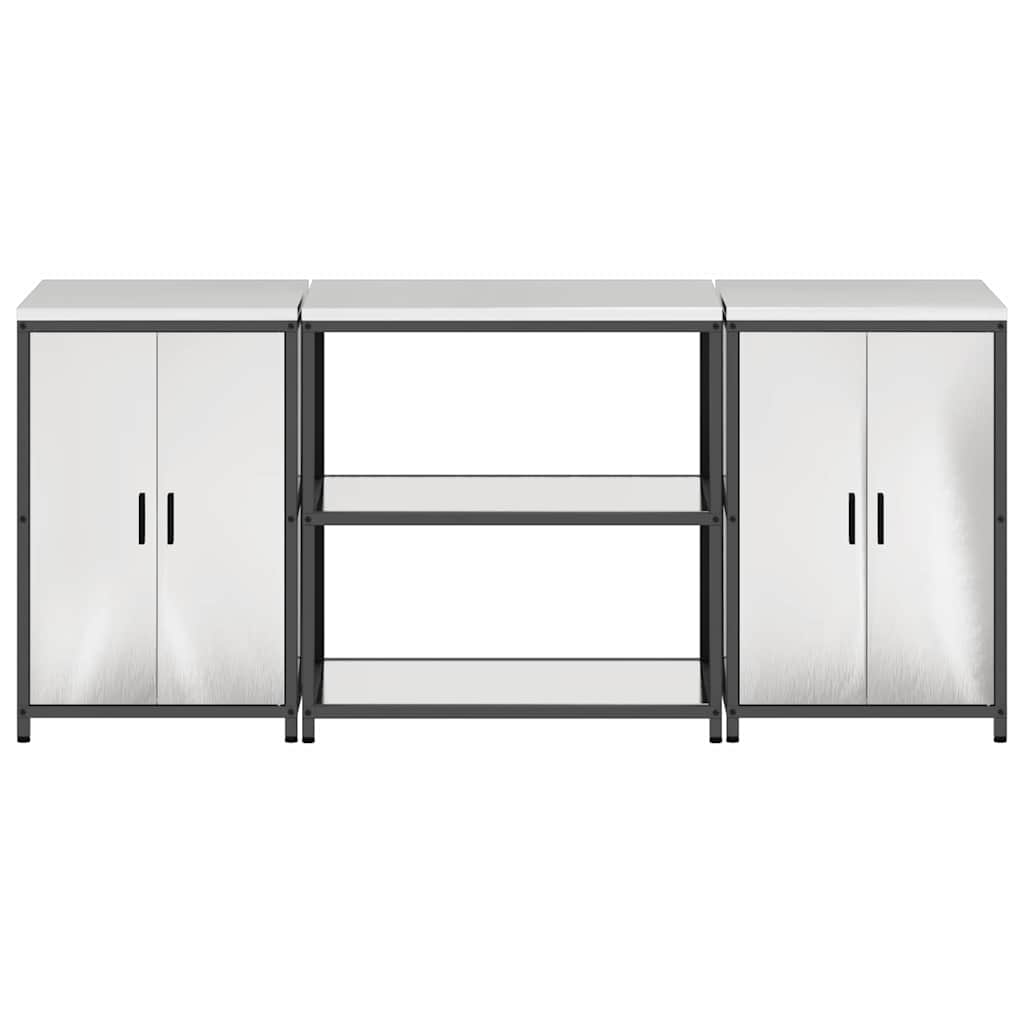 vidaXL Kitchen Storage Set HATTEM 3 pcs Silver Stainless Steel