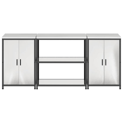 vidaXL Kitchen Storage Set HATTEM 3 pcs Silver Stainless Steel
