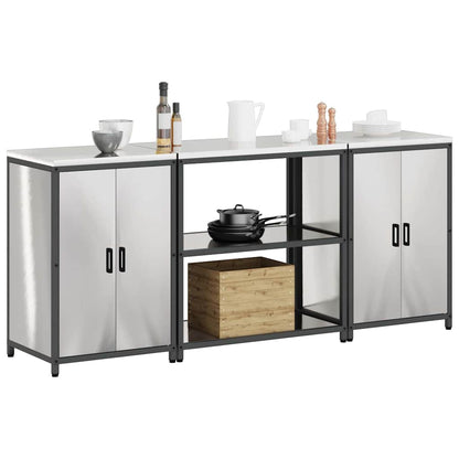 vidaXL Kitchen Storage Set HATTEM 3 pcs Silver Stainless Steel