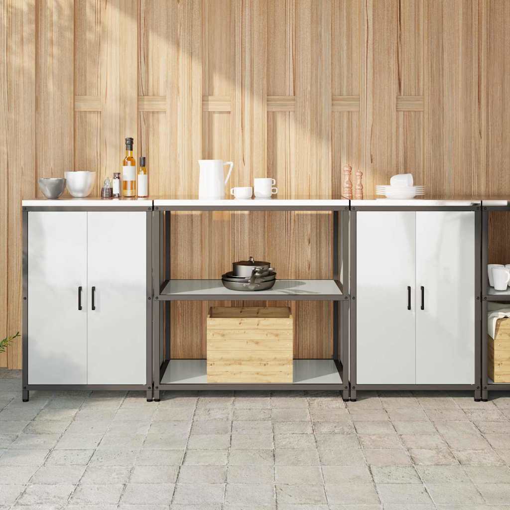 vidaXL Kitchen Storage Set HATTEM 3 pcs Silver Galvanised Steel