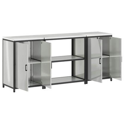 vidaXL Kitchen Storage Set HATTEM 3 pcs Silver Galvanised Steel