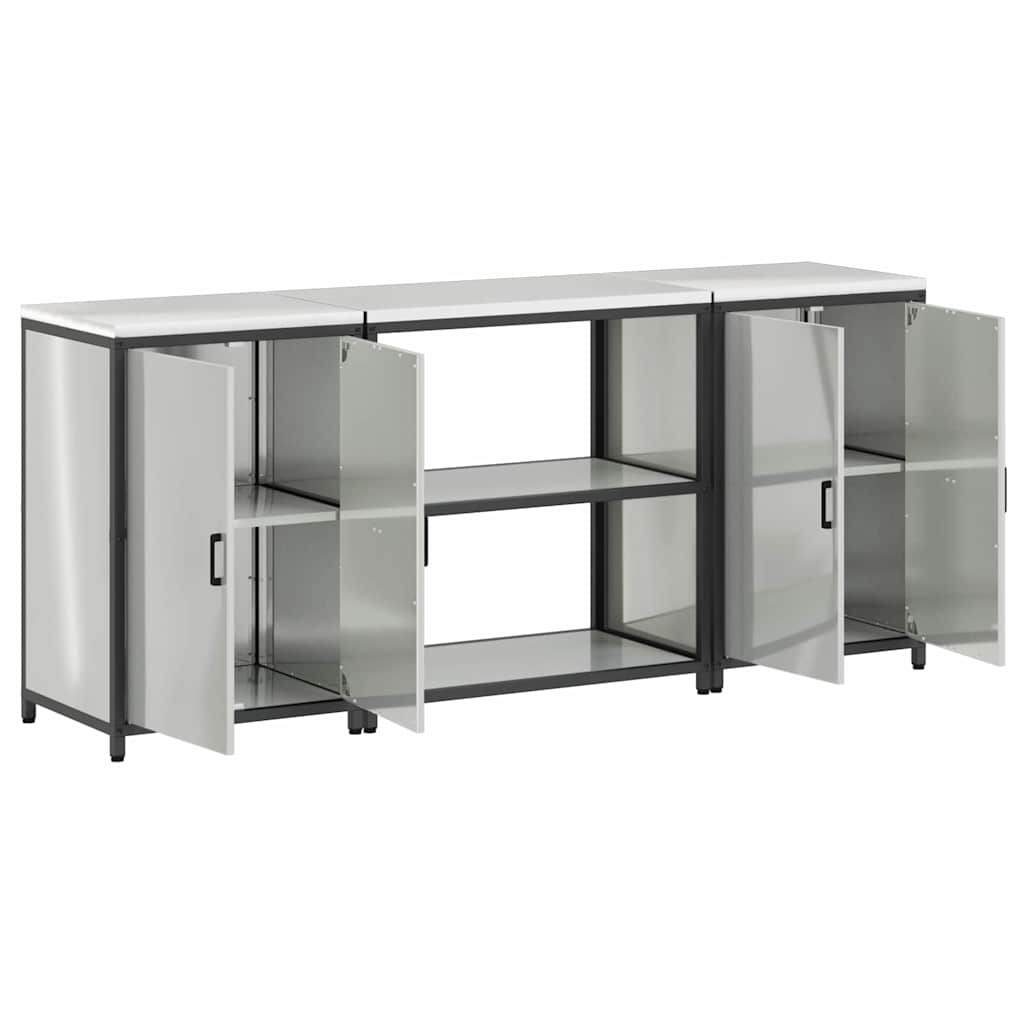 vidaXL Kitchen Storage Set HATTEM 3 pcs Silver Galvanised Steel