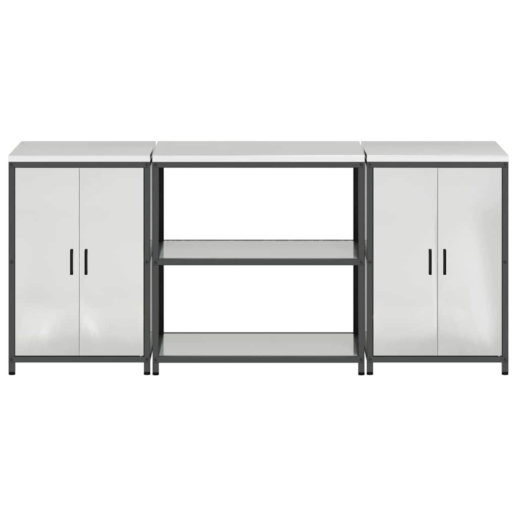 vidaXL Kitchen Storage Set HATTEM 3 pcs Silver Galvanised Steel