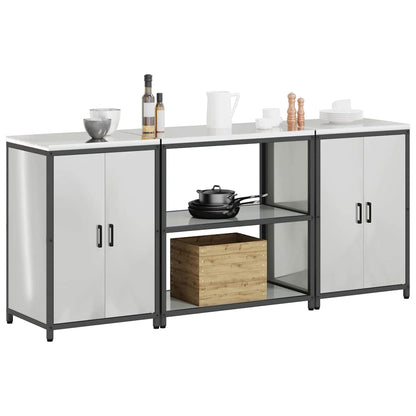 vidaXL Kitchen Storage Set HATTEM 3 pcs Silver Galvanised Steel