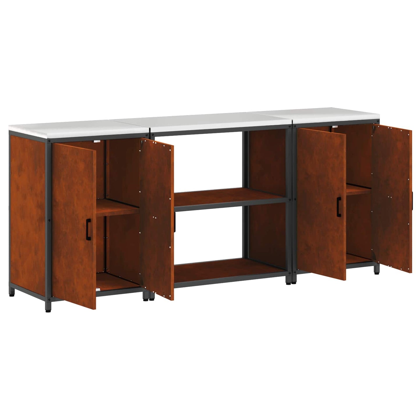 vidaXL Kitchen Storage Set HATTEM 3 pcs Rusty Steel