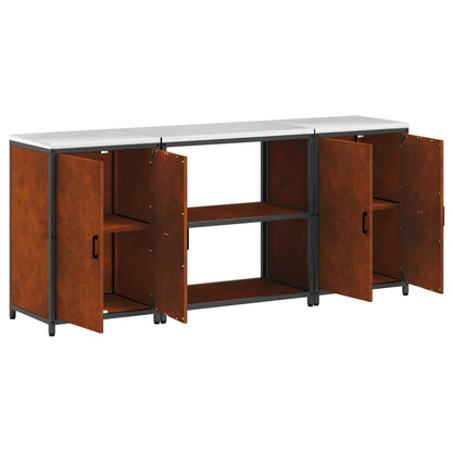 vidaXL Kitchen Storage Set HATTEM 3 pcs Rusty Steel