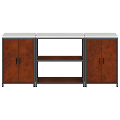 vidaXL Kitchen Storage Set HATTEM 3 pcs Rusty Steel