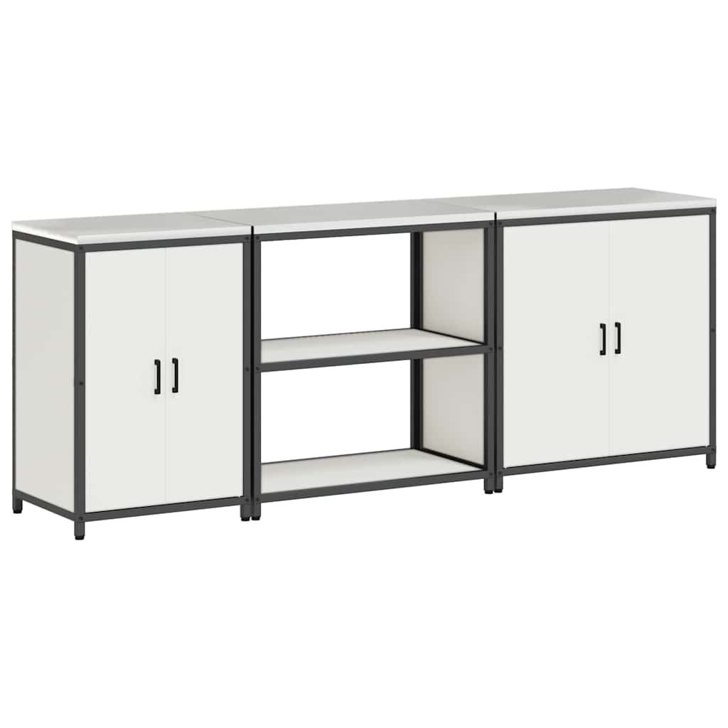 vidaXL Kitchen Storage Set HATTEM 3 pcs White Cold-rolled Steel