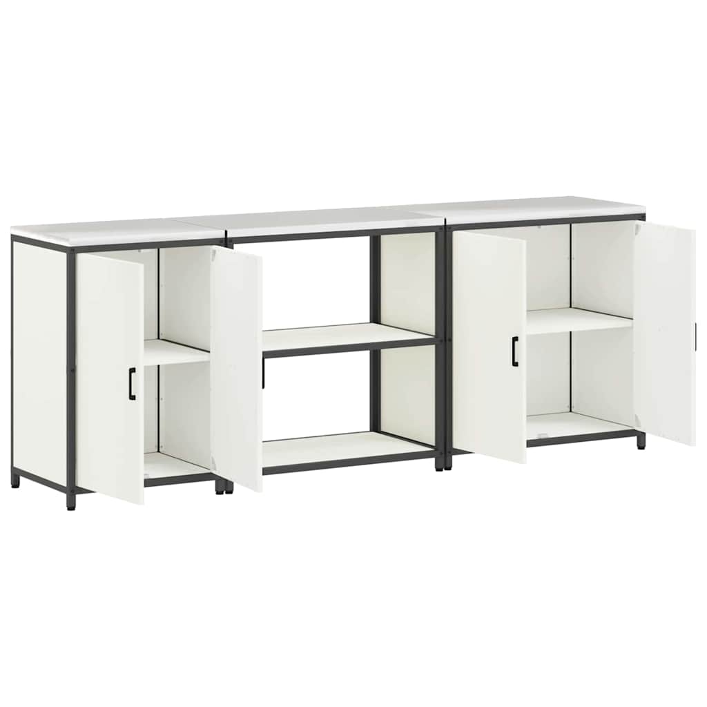 vidaXL Kitchen Storage Set HATTEM 3 pcs White Cold-rolled Steel