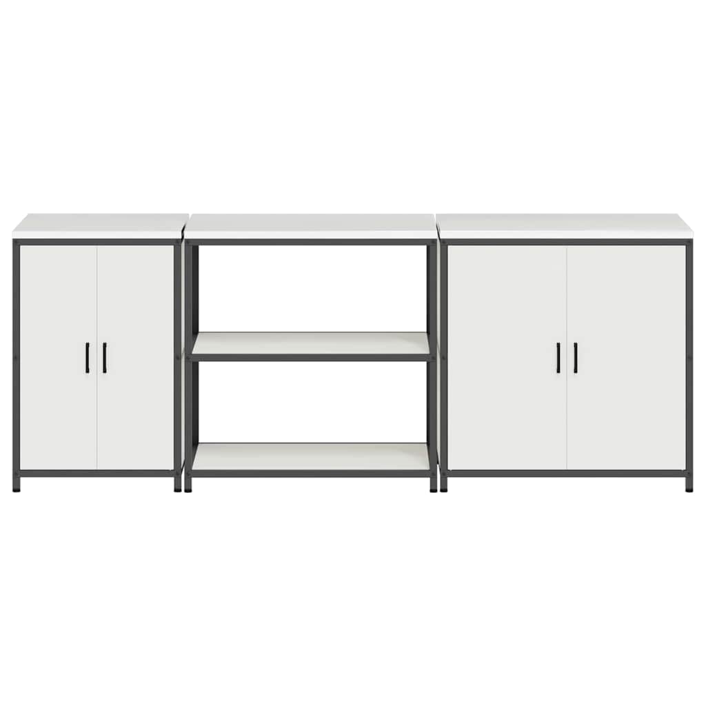vidaXL Kitchen Storage Set HATTEM 3 pcs White Cold-rolled Steel