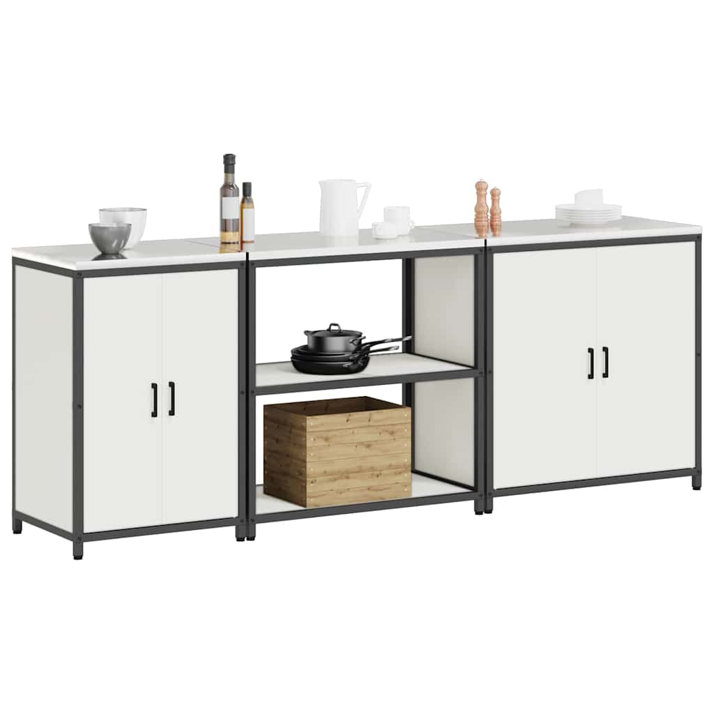 vidaXL Kitchen Storage Set HATTEM 3 pcs White Cold-rolled Steel