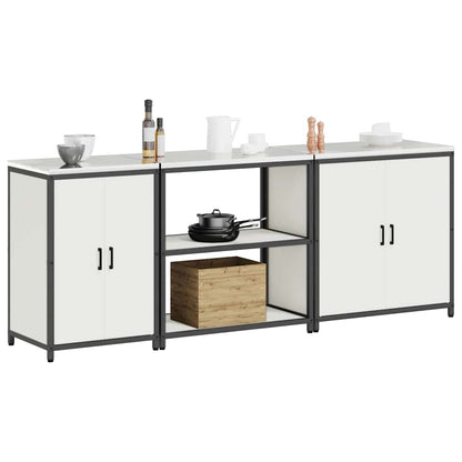 vidaXL Kitchen Storage Set HATTEM 3 pcs White Cold-rolled Steel