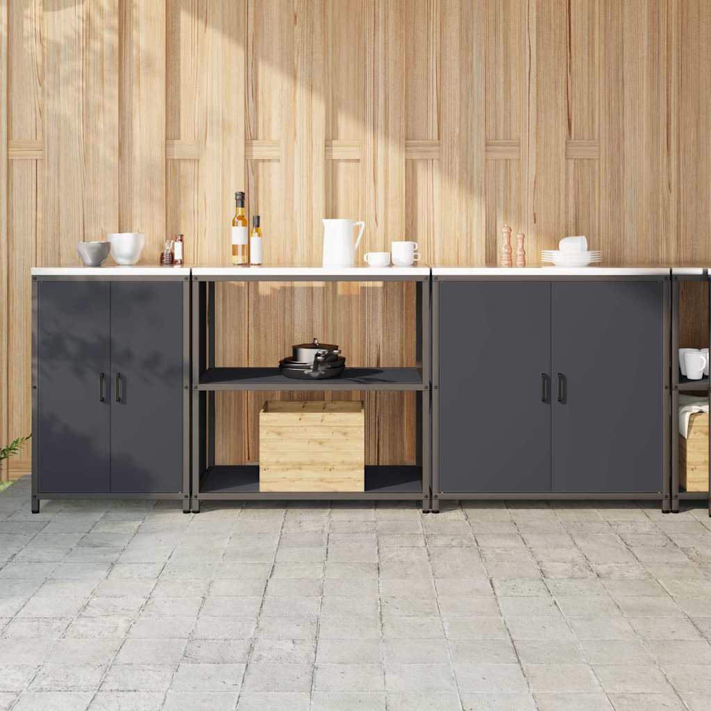 vidaXL Kitchen Storage Set HATTEM 3 pcs Anthracite Cold-rolled Steel