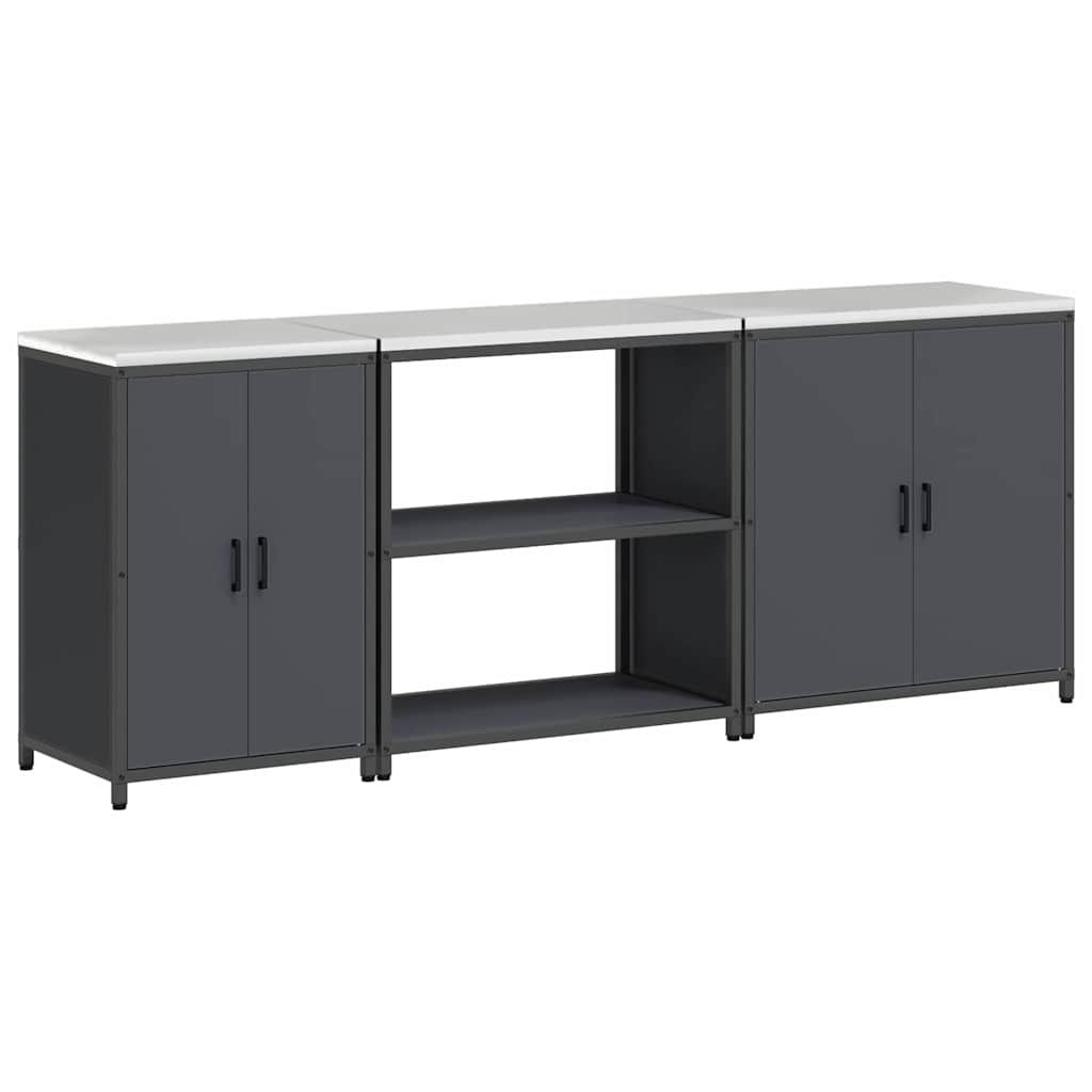 vidaXL Kitchen Storage Set HATTEM 3 pcs Anthracite Cold-rolled Steel