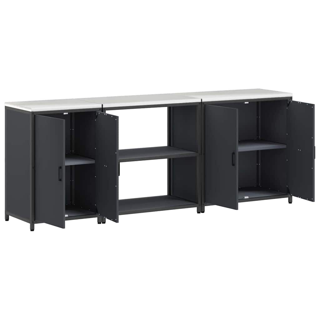 vidaXL Kitchen Storage Set HATTEM 3 pcs Anthracite Cold-rolled Steel