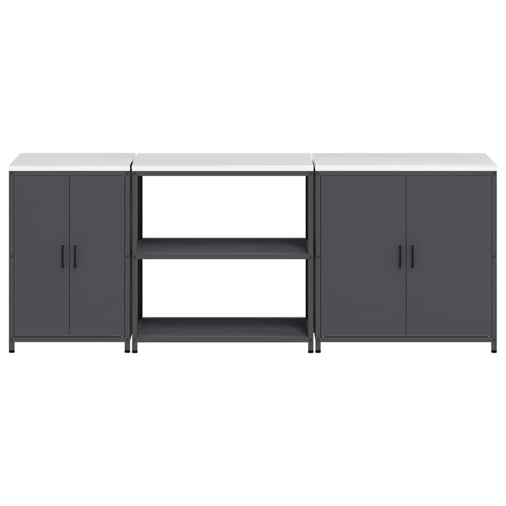 vidaXL Kitchen Storage Set HATTEM 3 pcs Anthracite Cold-rolled Steel
