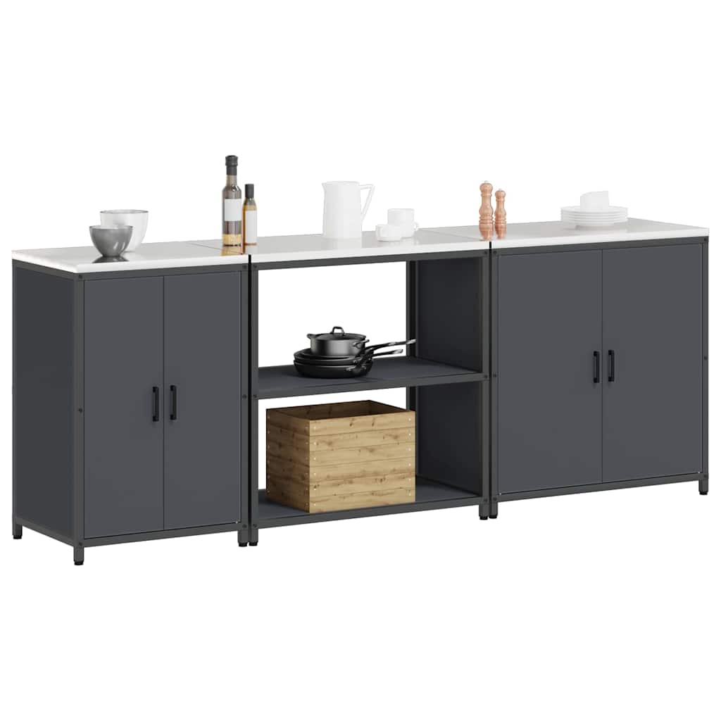 vidaXL Kitchen Storage Set HATTEM 3 pcs Anthracite Cold-rolled Steel