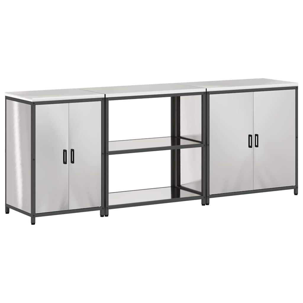 vidaXL Kitchen Storage Set HATTEM 3 pcs Silver Stainless Steel