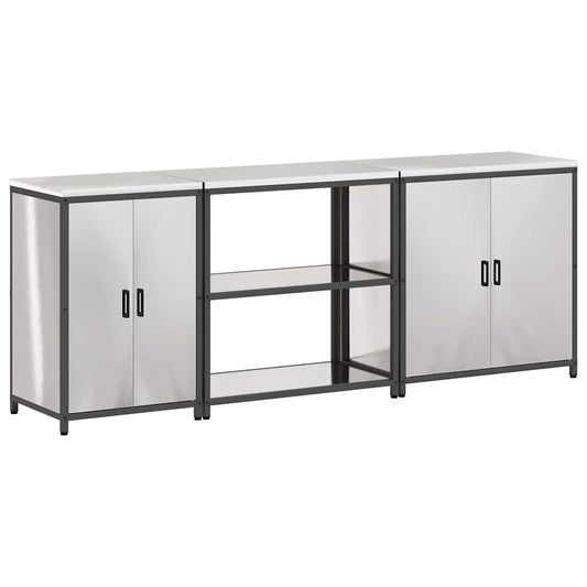 vidaXL Kitchen Storage Set HATTEM 3 pcs Silver Stainless Steel